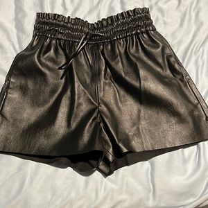 Zara black leather shorts